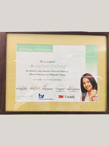 Certificate for Affordable dental treatments Kolkata